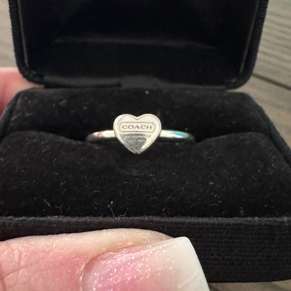 Rare Coach Sterling Silver Heart Ring Sz 7.25